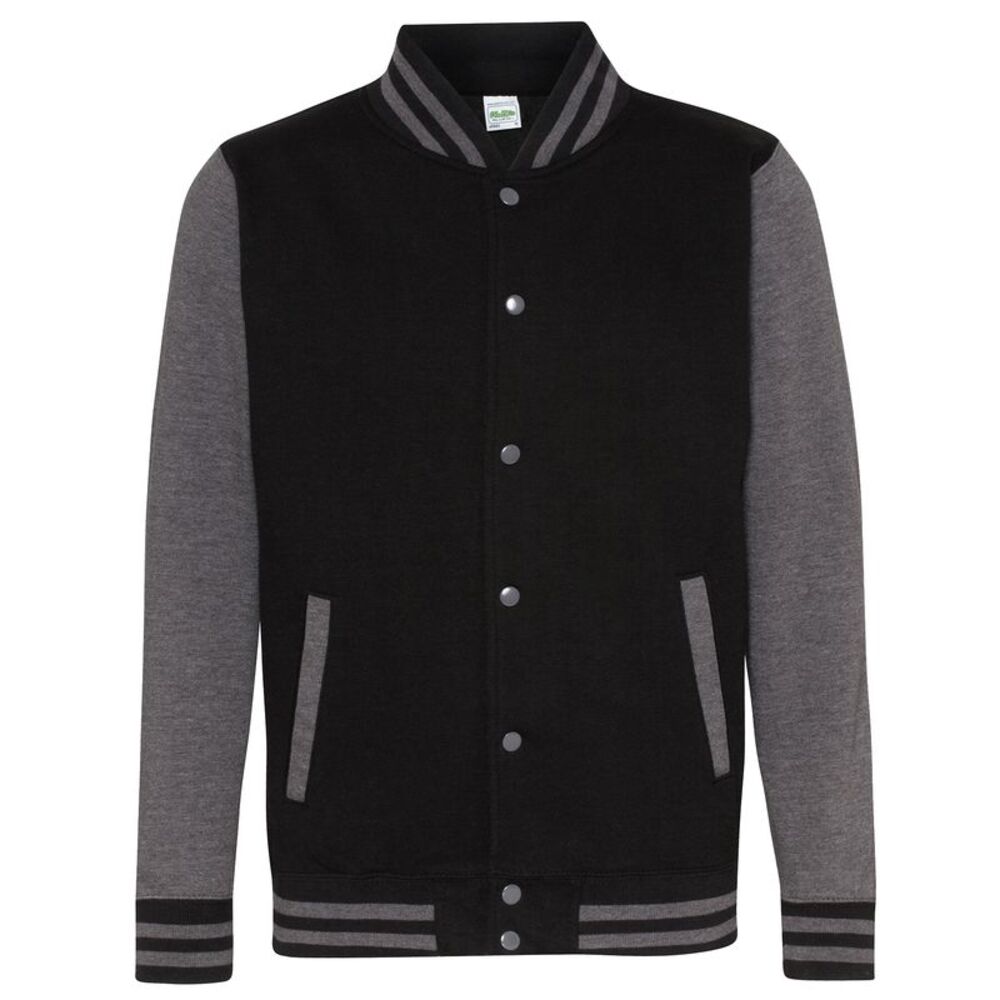Awdis Unisex Varsity Jacket / Jet Black/Charcoal
